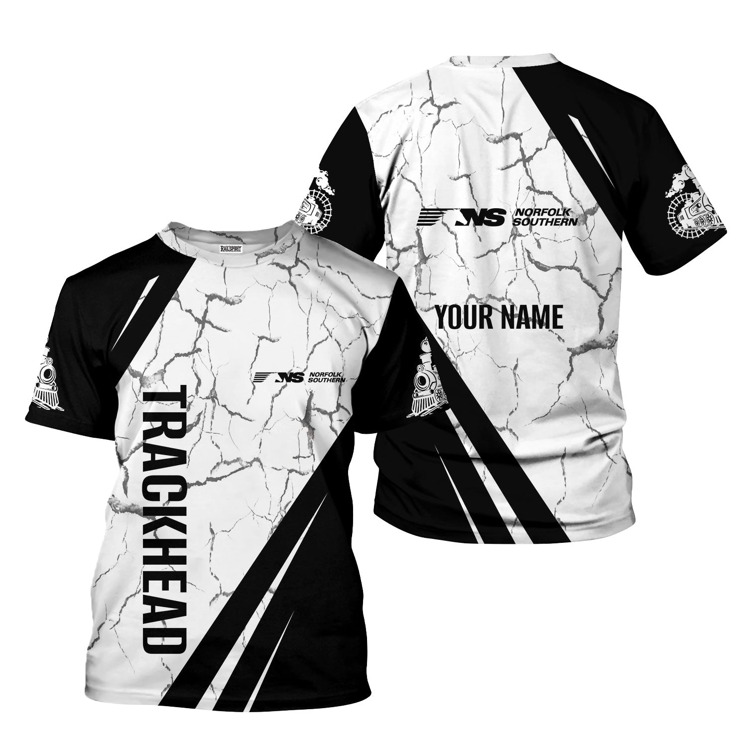 Railspirit Personalized Norfolk Southern Railway T-Shirt Crackle Texture Style Shirt For Trackhead