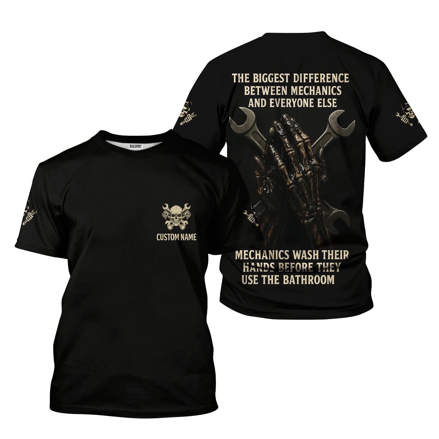 Personalized Mechanic Shirt, The Biggest Difference Between Mechanics And Everyon Else Mechanics Wash Their Hands, Gift For Men