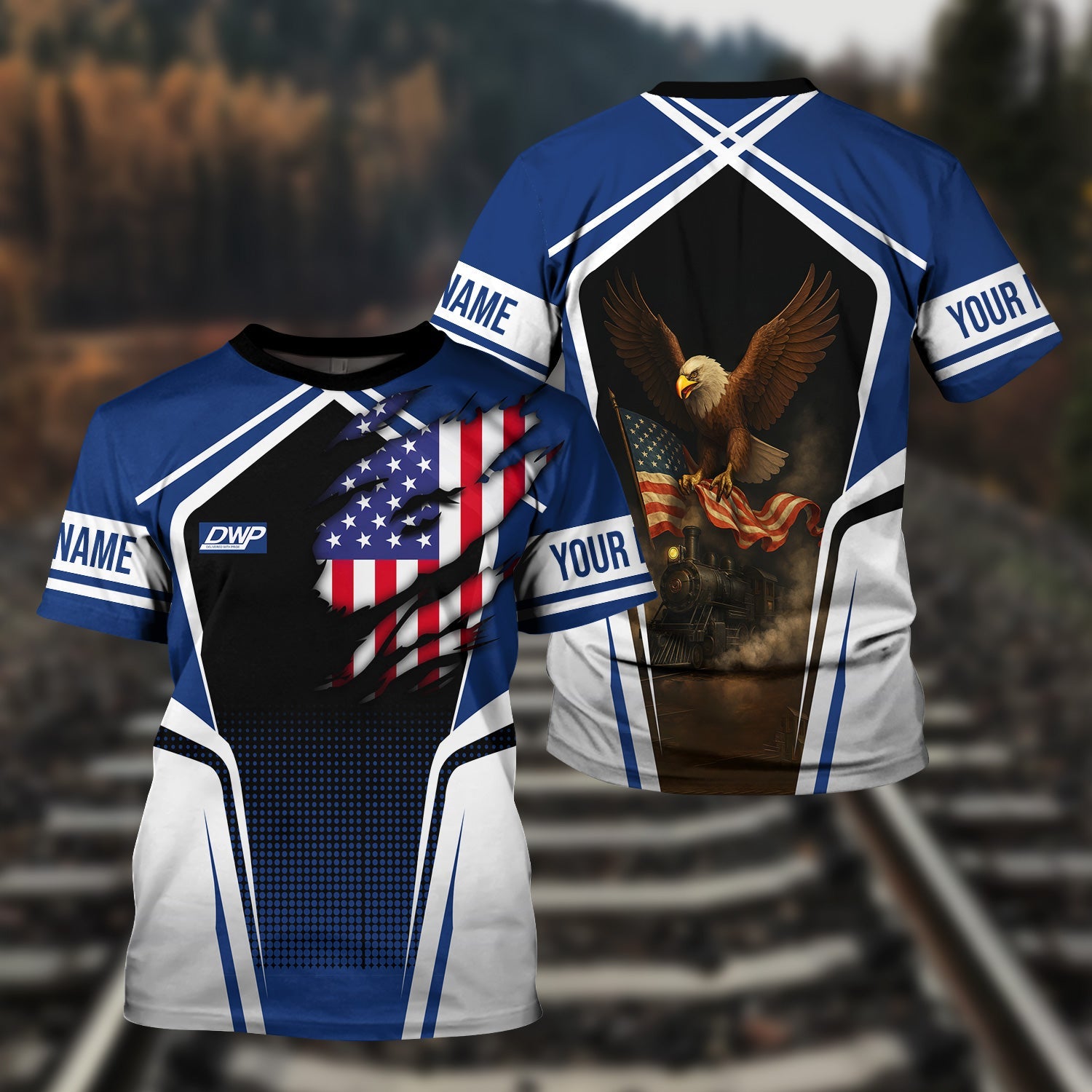 Railspirit Personalized Duluth, Winnipeg and Pacific Railway T Shirt American Eagle Vintage Train Shirt