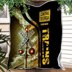 Railspirit Personalized Central of Georgia Railway Premium Quilts Railroad Crossing Sign Quilts All Over Print