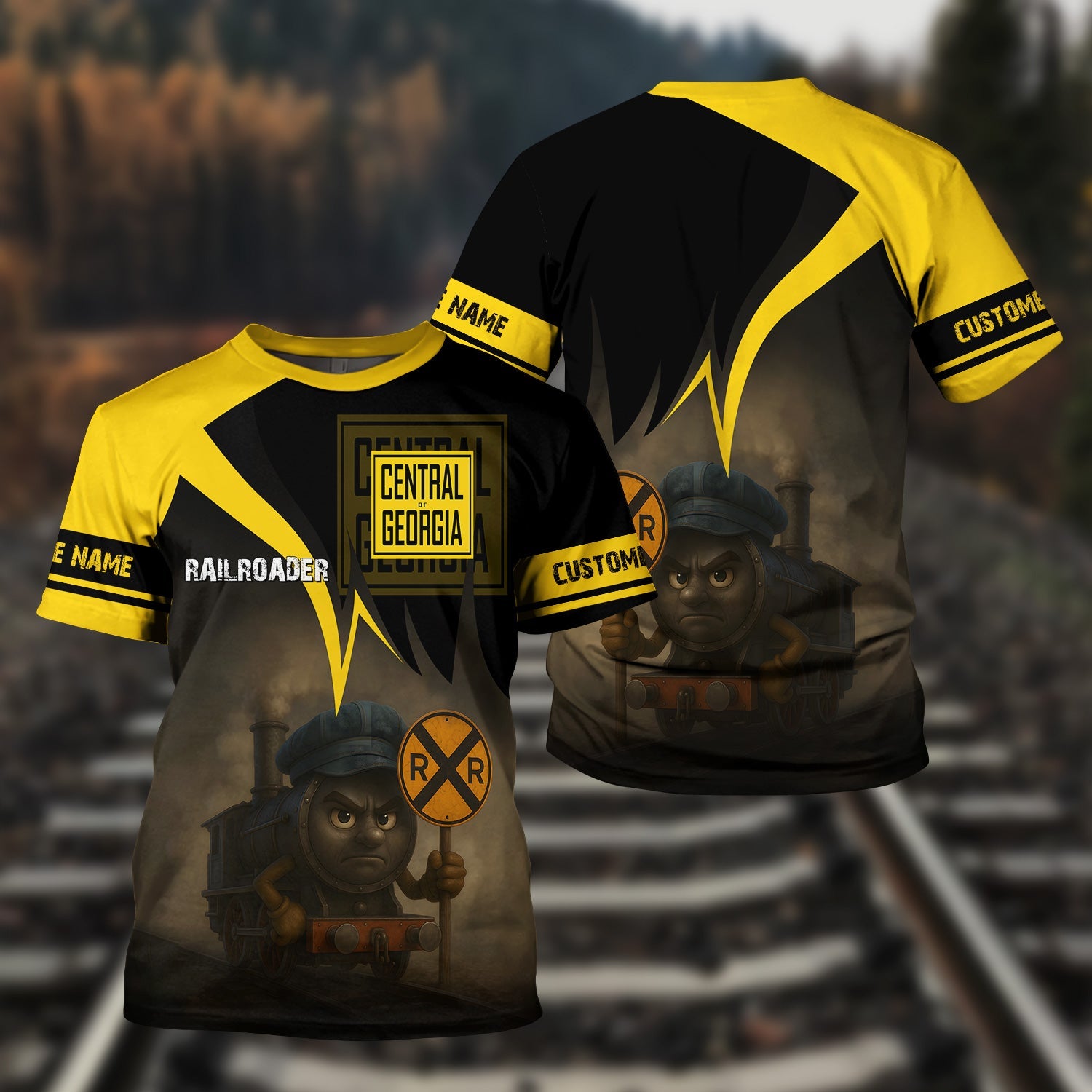 Railspirit Personalized Central of Georgia Railway T-Shirt Angry Train Shirt Gift Idea For Train Lover