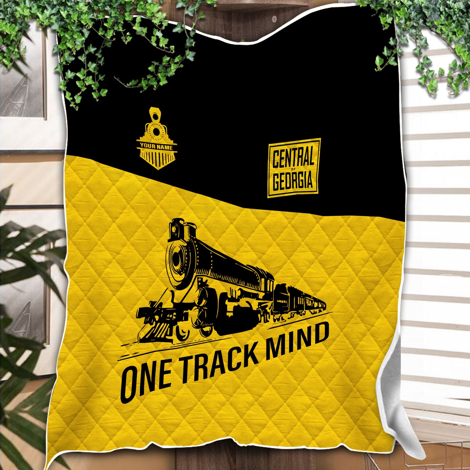 Railspirit Personalized Central of Georgia Railway Premium Quilt One Track Mind Train Premium Quilt Gift Idea For Train Lover