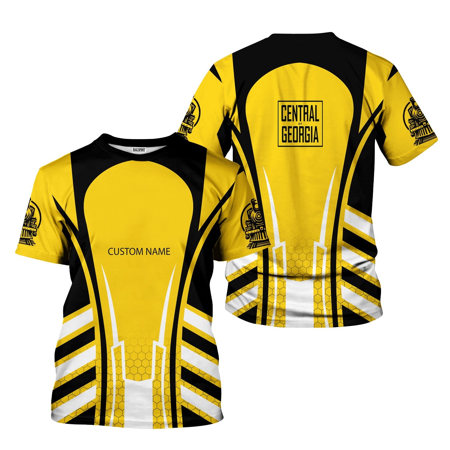 Railspirit Personalized Central of Georgia Railway T-Shirt Striped Railroad Style Train Shirt All Over Print