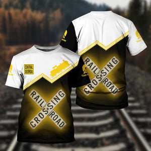 Railspirit Personalized Central of Georgia Railway T Shirt Railroad Crossing Printed Train Track Shirt