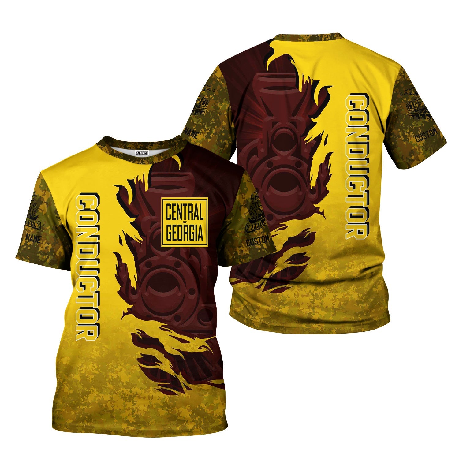 Railspirit Personalized Central of Georgia Railway T-Shirt Blazing Style with Custom Position Train Shirt