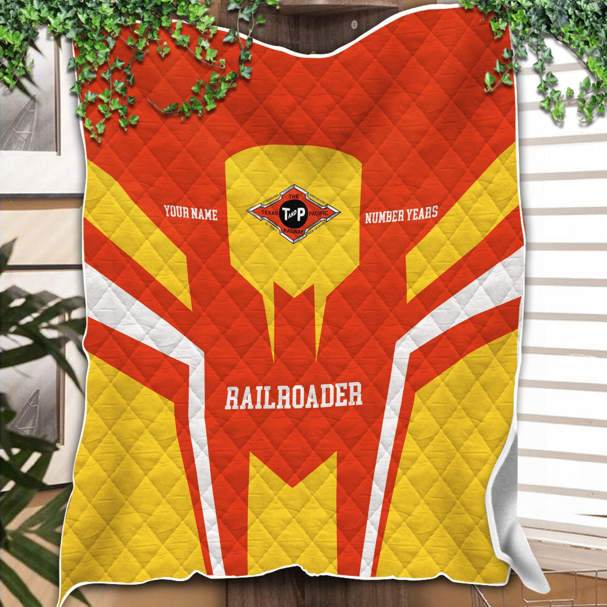 Railspirit Personalized Texas and Pacific Railway Premium Quilts Custom Year Railroader Gift Idea For Train Lover