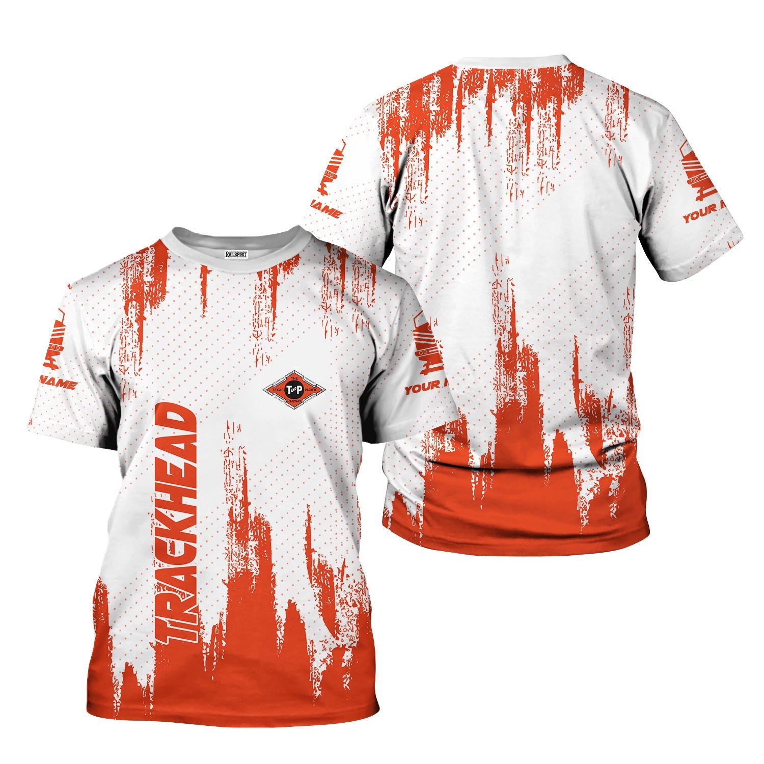 Railspirit Personalized Texas and Pacific Railway T-Shirt Paint Impact Design Train Shirt for Trackhead