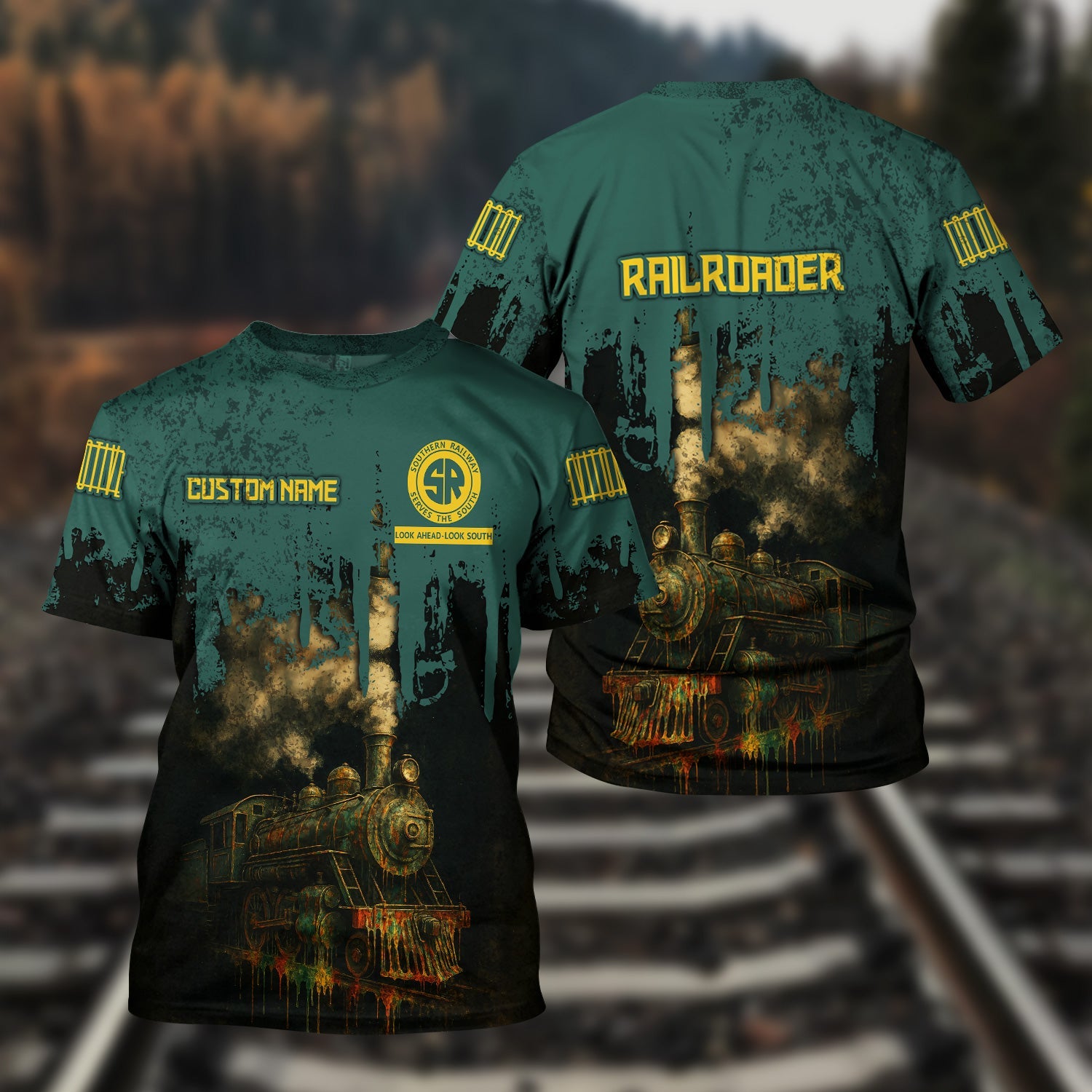 Railspirit Personalized Southern Railway U.S T-Shirt Vintage Train Art Style SOU Shirt For Locomotive Fans