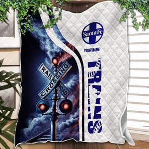 Railspirit Personalized Santa Fe Railway Premium Quilts Railroad Crossing Sign Atchison, Topeka and Santa Fe Railway Quilts All Over Print