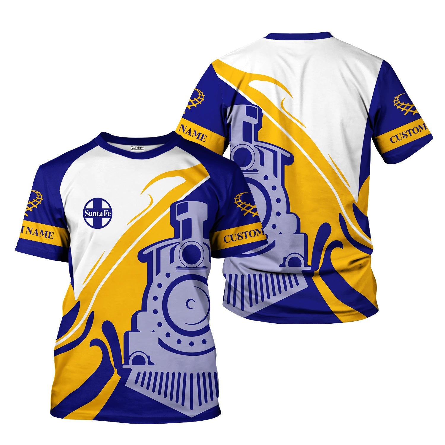 Railspirit Personalized Santa Fe Railway T-Shirt Flame-Inspired Style Atchison, Topeka and Santa Fe Railway Shirt Gift Idea For Train Lovers