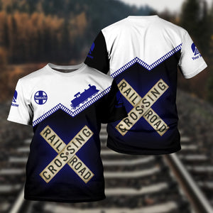 Railspirit Personalized Santa Fe Railway T Shirt Railroad Crossing Printed Train Track Shirt