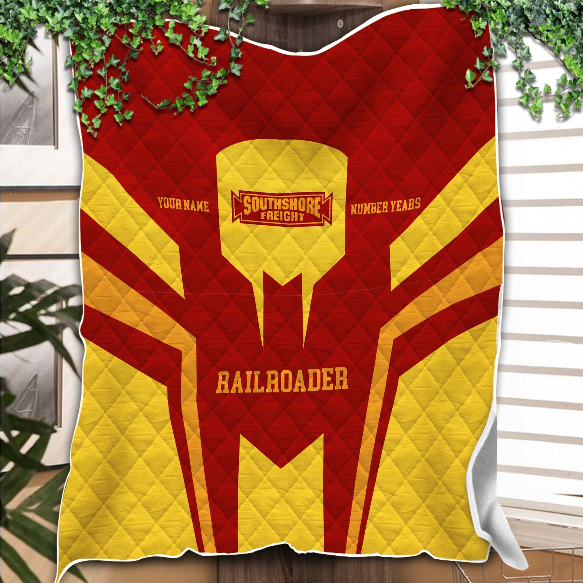 Railspirit Personalized Chicago South Shore and South Bend Railroad Premium Quilts Custom Year Railroader Gift Idea For Train Lover