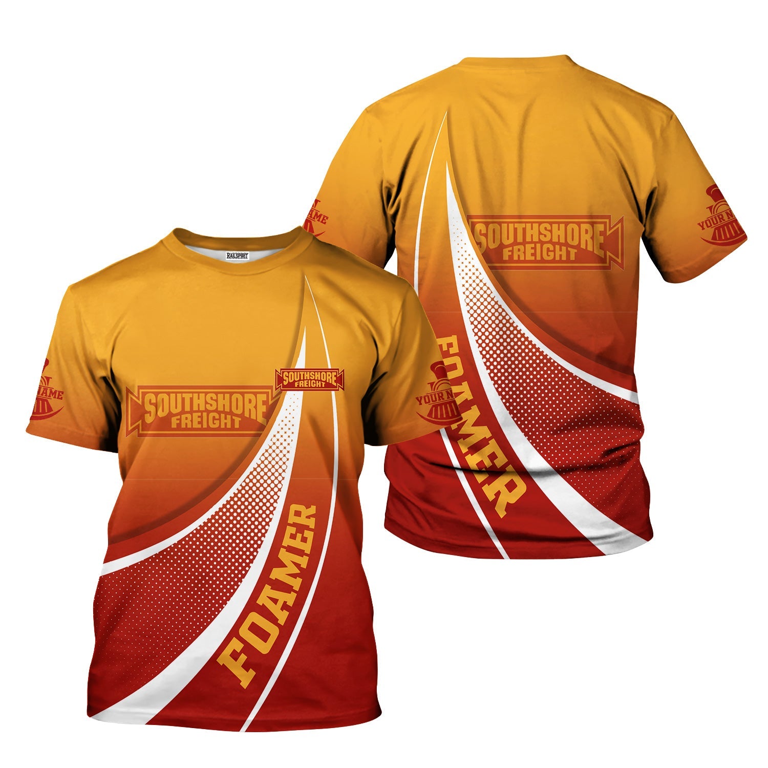 Railspirit Personalized Chicago South Shore and South Bend Railroad T-Shirt Railway-Themed Style Shirt Gift Idea For Trainspotter