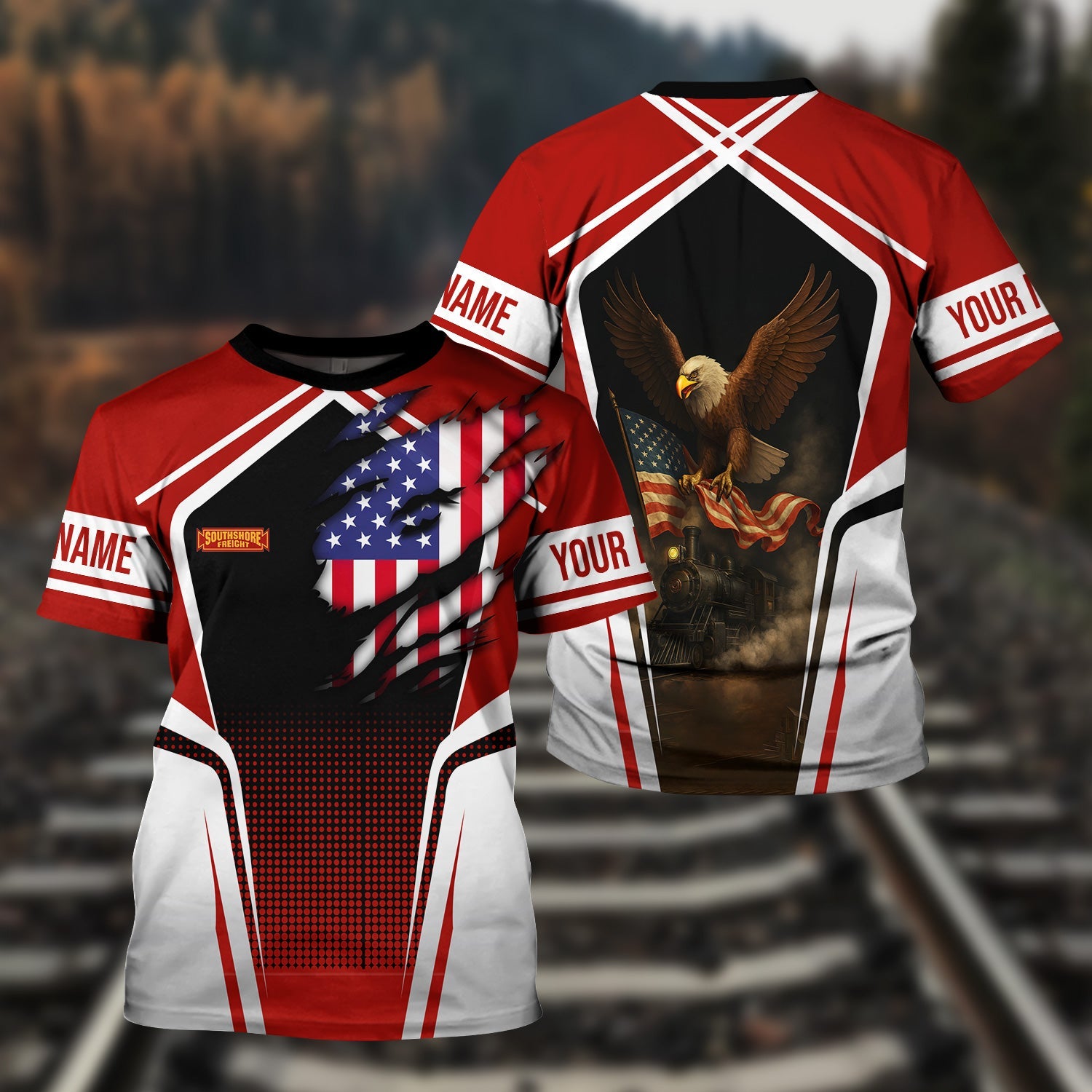 Railspirit Personalized Chicago South Shore and South Bend Railroad T Shirt American Eagle Vintage Train Shirt