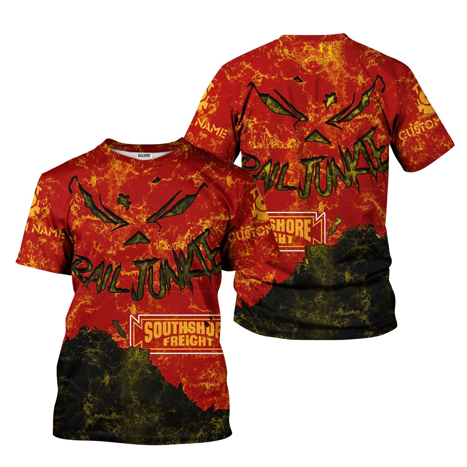 Railspirit Personalized Chicago South Shore and South Bend Railroad T-Shirt Torn Graphic Style Train Shirt For Rail Junkie