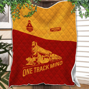Railspirit Personalized Chicago South Shore and South Bend Railroad Premium Quilt One Track Mind Train Premium Quilt Gift Idea For Train Lover
