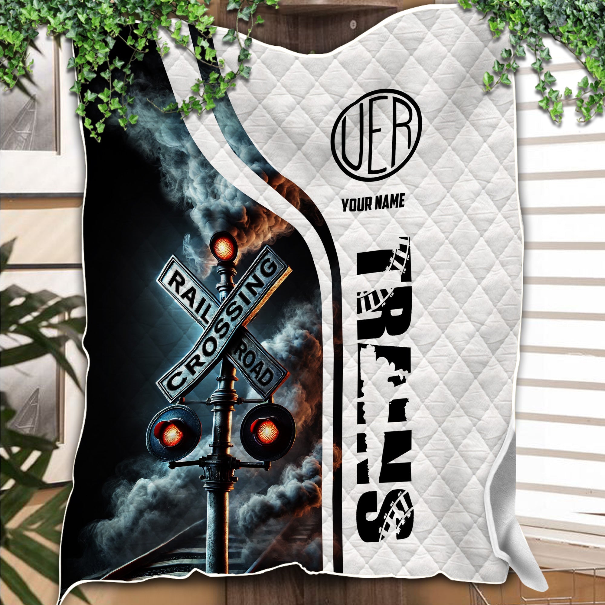 Railspirit Personalized Union Electric Railway Premium Quilts Railroad Crossing Sign Quilts All Over Print