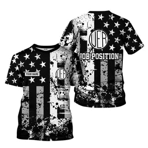 Railspirit Personalized Union Electric Railway T-Shirt Artistic Paint American Flag Style Train Shirt