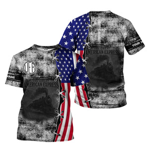 Railspirit Personalized Union Electric Railway T-Shirt Retro American Express Train With USA Flag Shirt