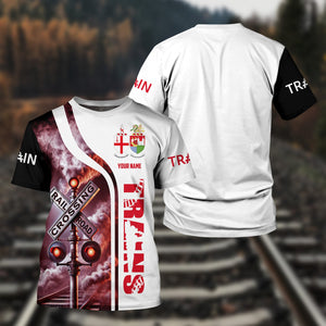 Railspirit Custom Name Great Western Railway T Shirt Railroad Crossing Sign Train Shirt All Over Print