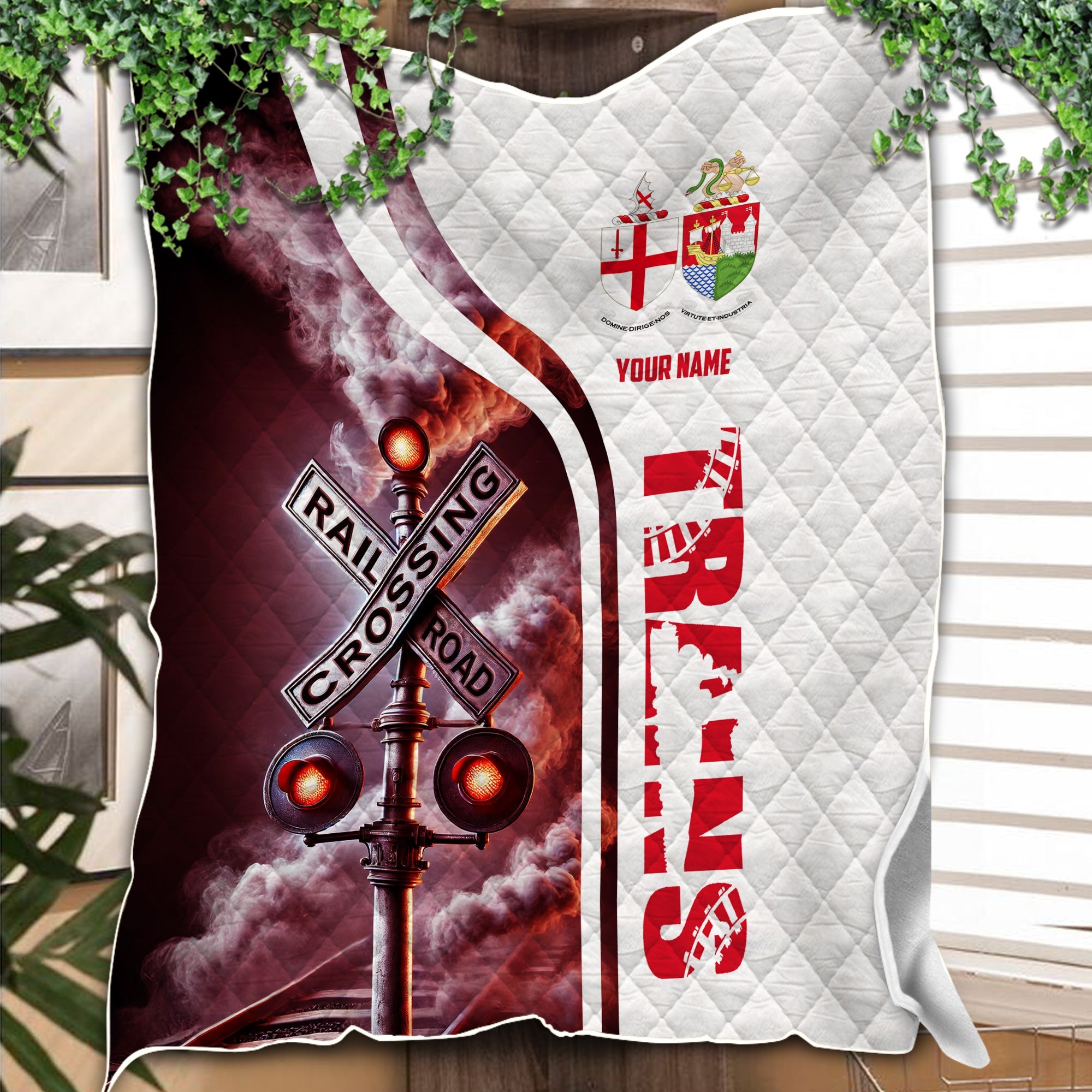 Railspirit Personalized Great Western Railway Premium Quilts Railroad Crossing Sign Quilts All Over Print