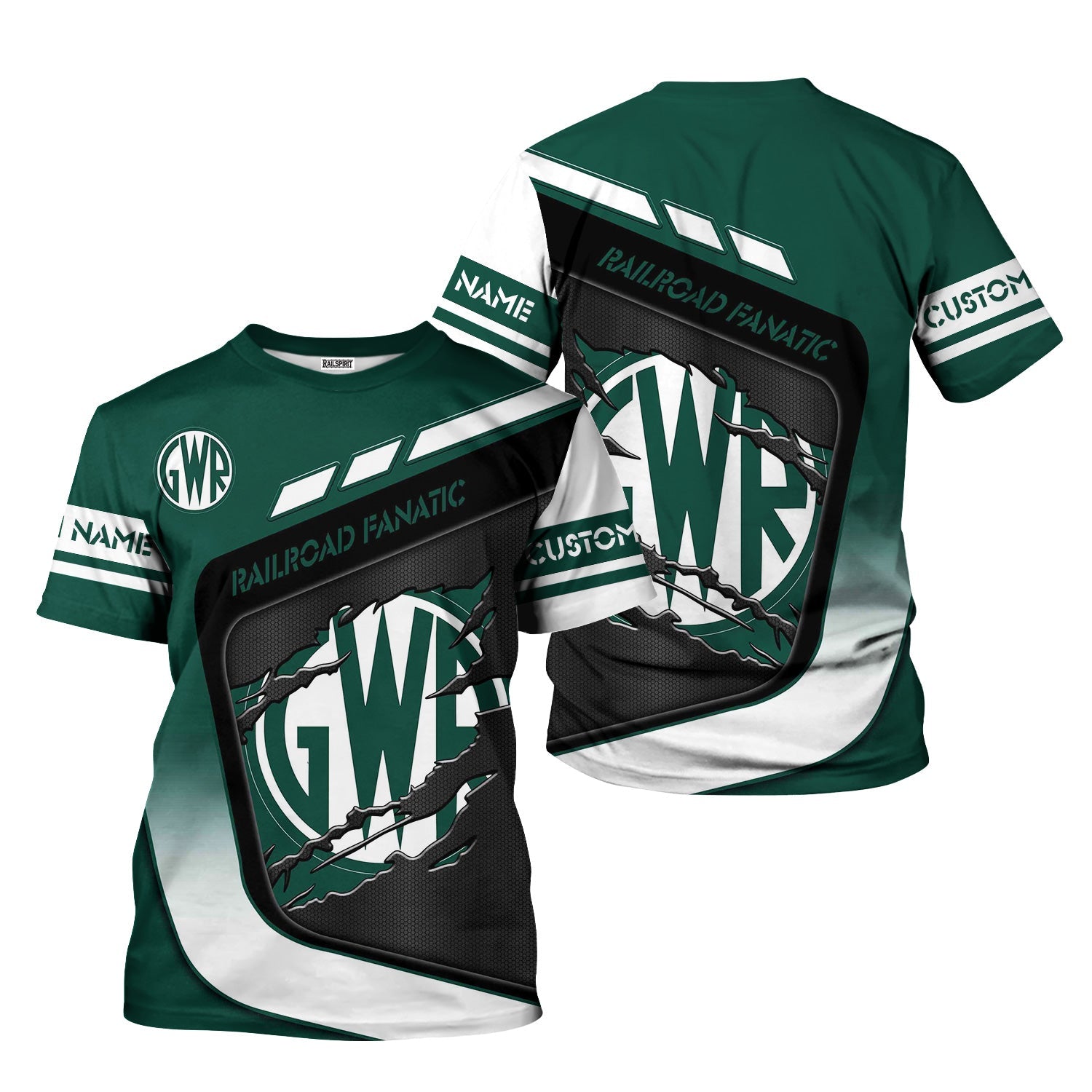 Railspirit Personalized Great Western Railway T-Shirt Ripped Texture Style Train Shirt For Railroad Fanatic