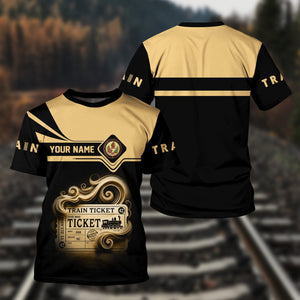 Railspirit Personalized London, Midland and Scottish Railway T Shirt Train Ticket Locomotive Printed Train