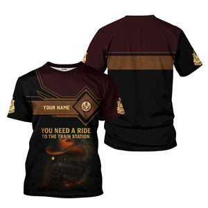 Railspirit Personalized London, Midland and Scottish Railway T-Shirt You Need A Ride To The Train Station Shirt For Train Lovers