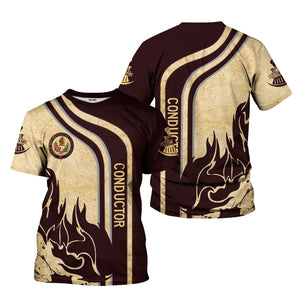 Railspirit Personalized London, Midland and Scottish Railway T-Shirt Flame Design with Custom Job Position Train Shirt