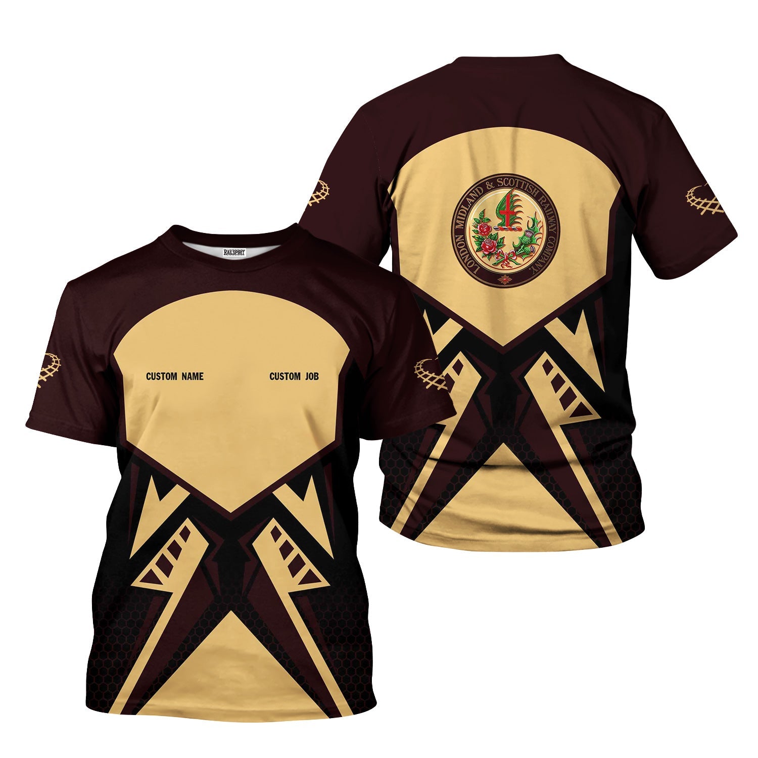 Railspirit Personalized London, Midland and Scottish Railway T-Shirt Vibriant Style with Custom Position Train Shirt