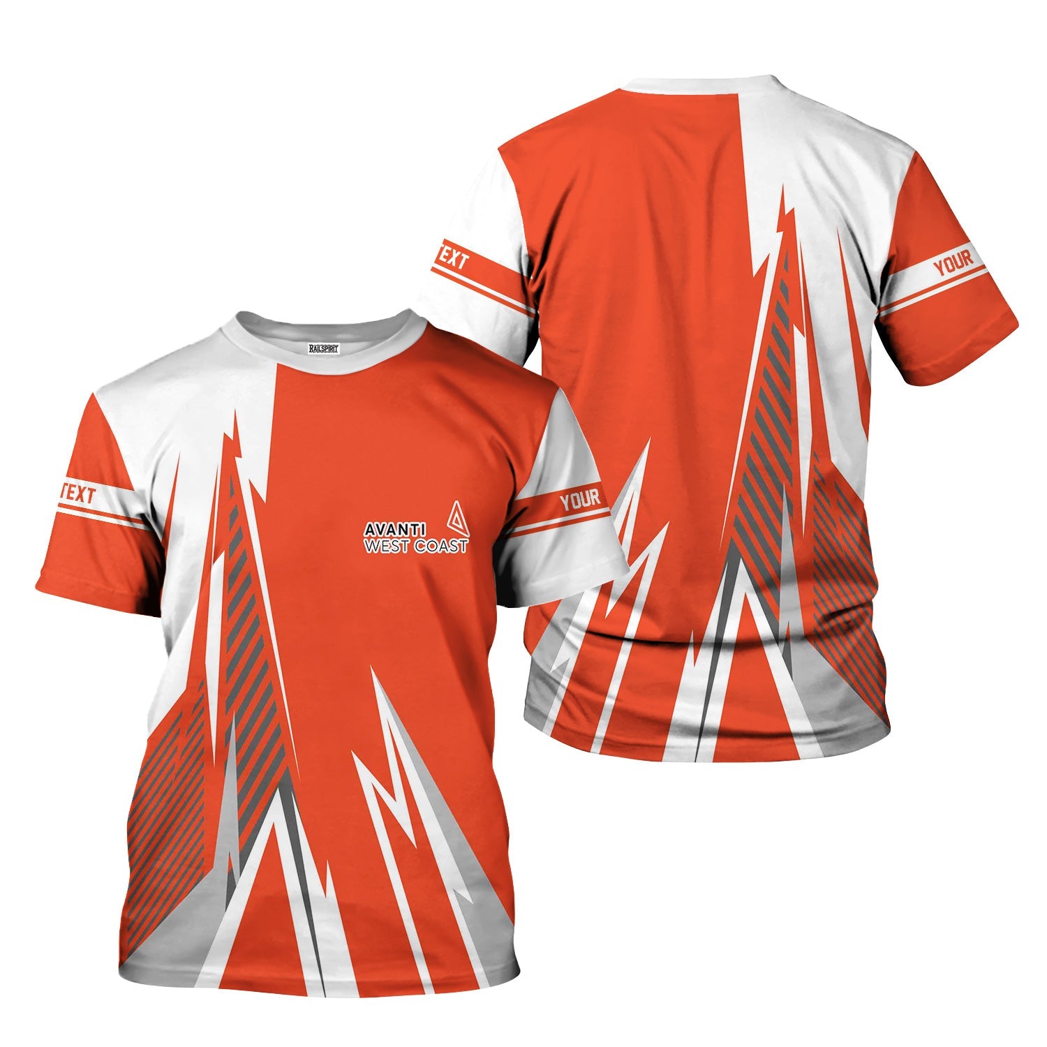 Railspirit Personalized Avanti West Coast T-Shirt Lightning-Inspired Railway Style Shirt For Train Lovers