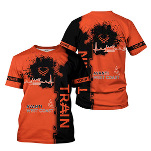 Railspirit Personalized Avanti West Coast T-Shirt Engine Heartbeat and Track Love Style Shirt Gift Idea For Train Lovers