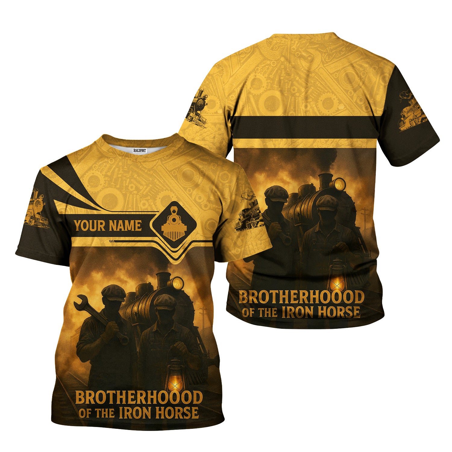 Custom Name Steam Train T-shirt, Brotherhood of The Iron Horse, Vintage Style, Train Lover Gift