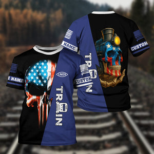 Railspirit Personalized London and North Eastern Railway T-Shirt Train Skull American Flag Shirt All Over Print