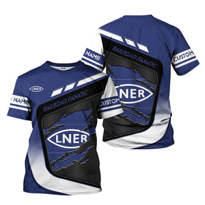 Railspirit Personalized London and North Eastern Railway T-Shirt Ripped Texture Style Train Shirt For Railroad Fanatic