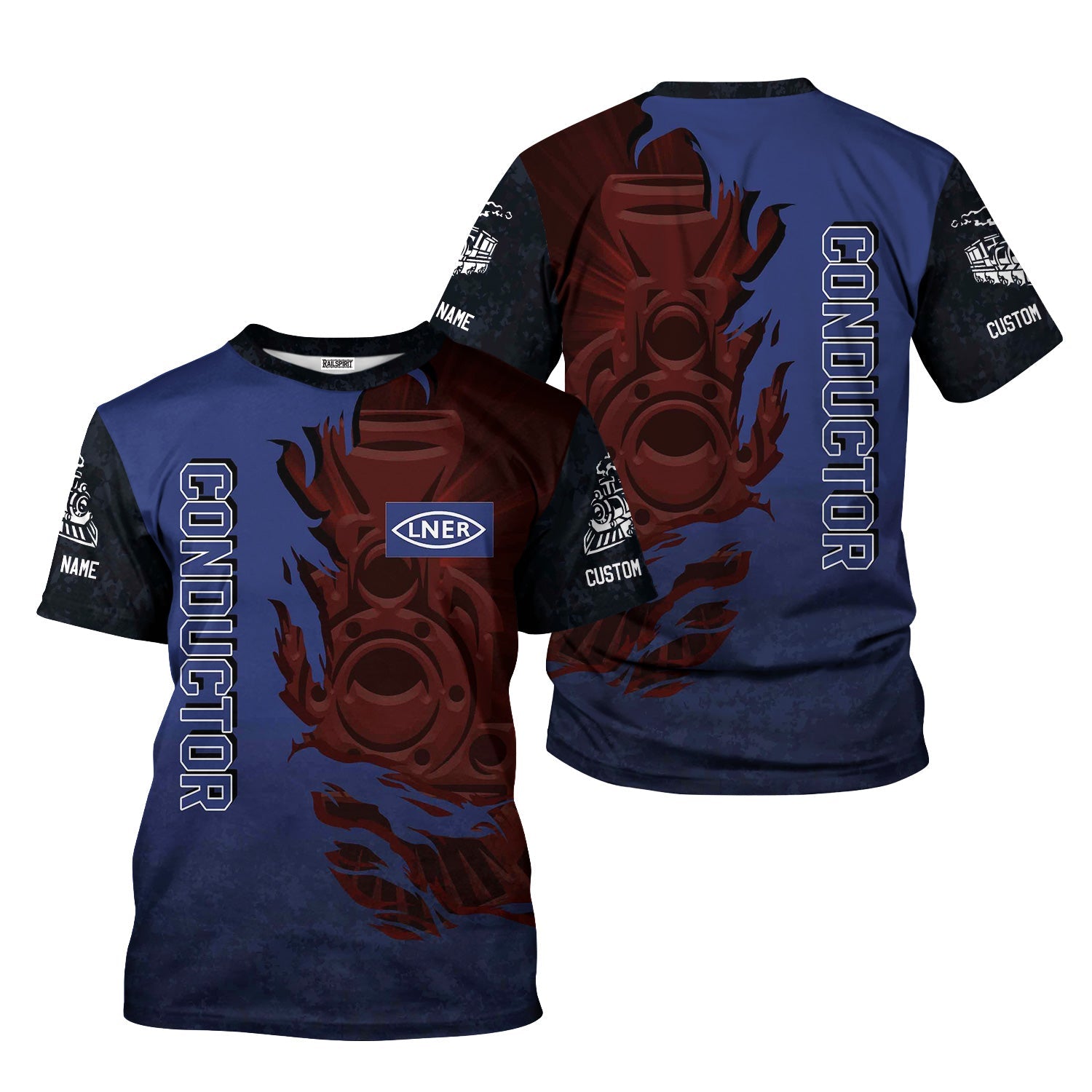 Railspirit Personalized London and North Eastern Railway T-Shirt Blazing Style with Custom Position Train Shirt