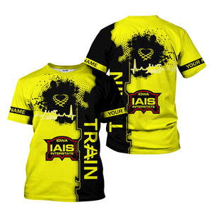 Railspirit Personalized Iowa Interstate Railroad T-Shirt Engine Heartbeat and Track Love Style IAIS Shirt Gift Idea For Train Lovers