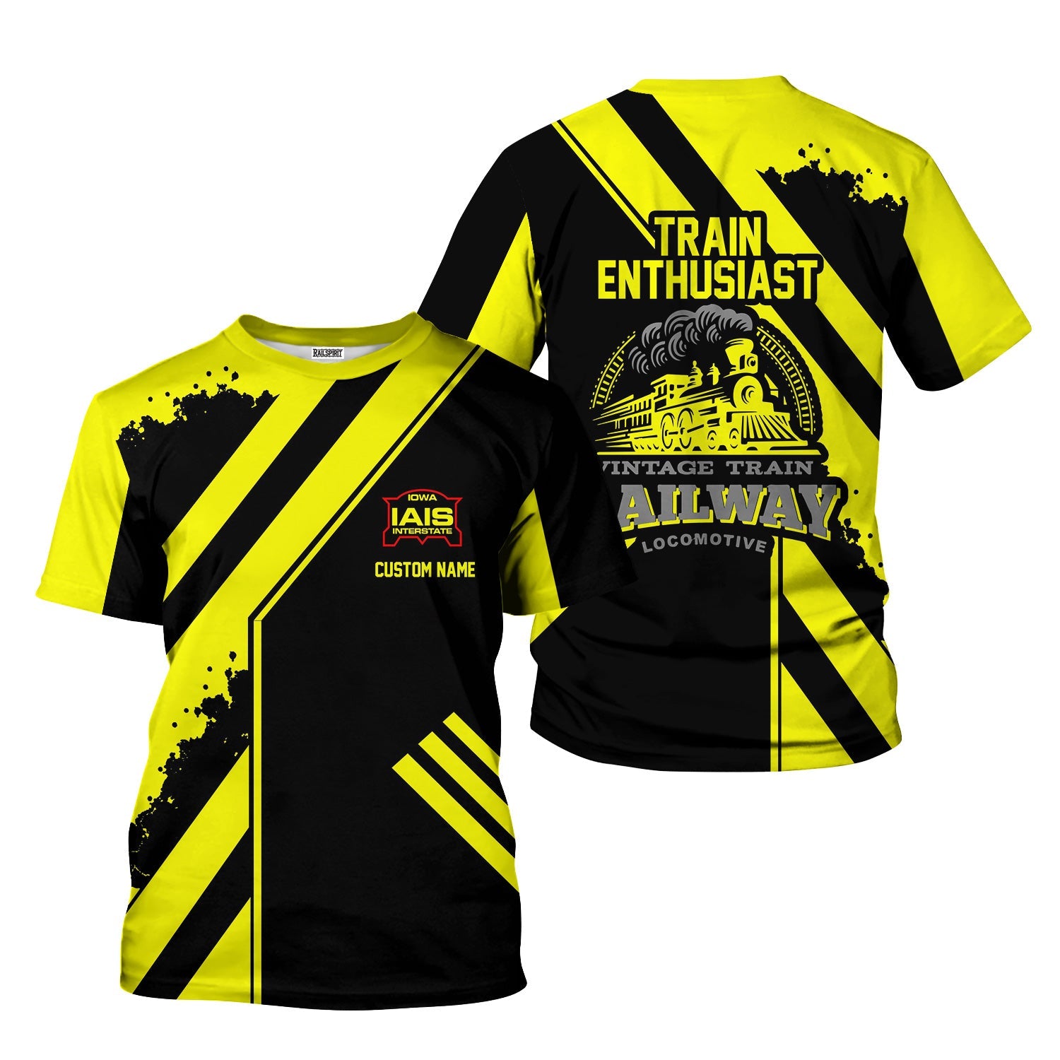 Railspirit Personalized Iowa Interstate Railroad T-Shirt Locomotive Design IAIS Train Shirt for Train Enthusiast