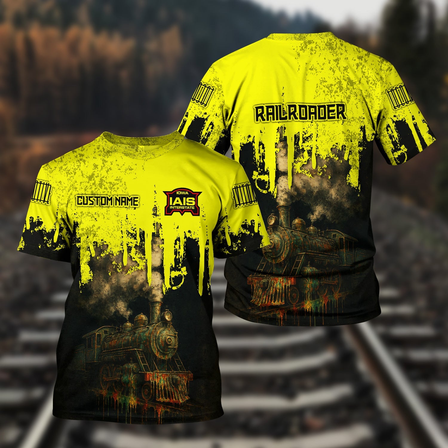 Railspirit Personalized Iowa Interstate Railroad T-Shirt Vintage Train Art Style IAIS Shirt For Locomotive Fans