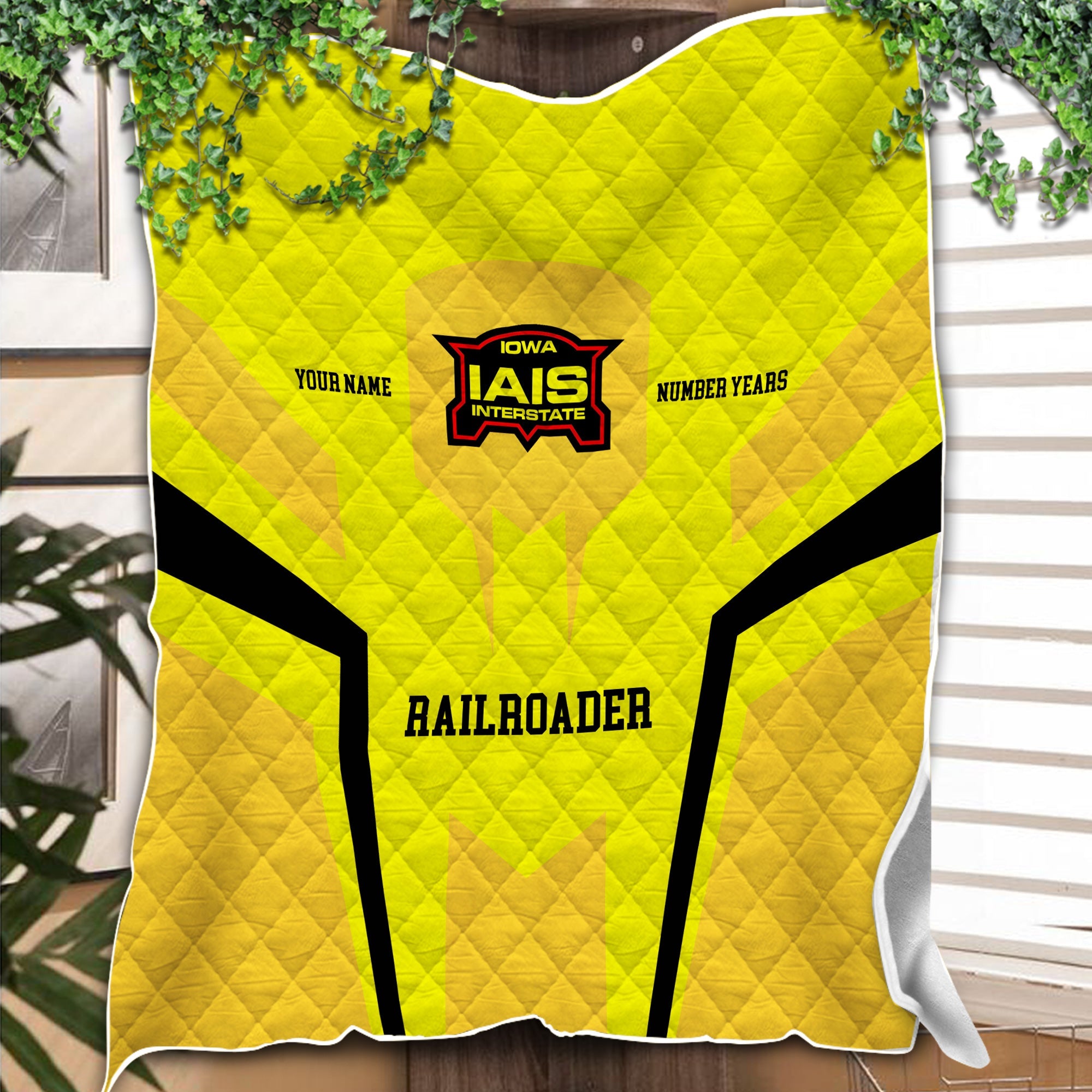 Railspirit Personalized Iowa Interstate Railroad Premium Quilts Custom Year Railroader IAIS Gift Idea For Train Lover