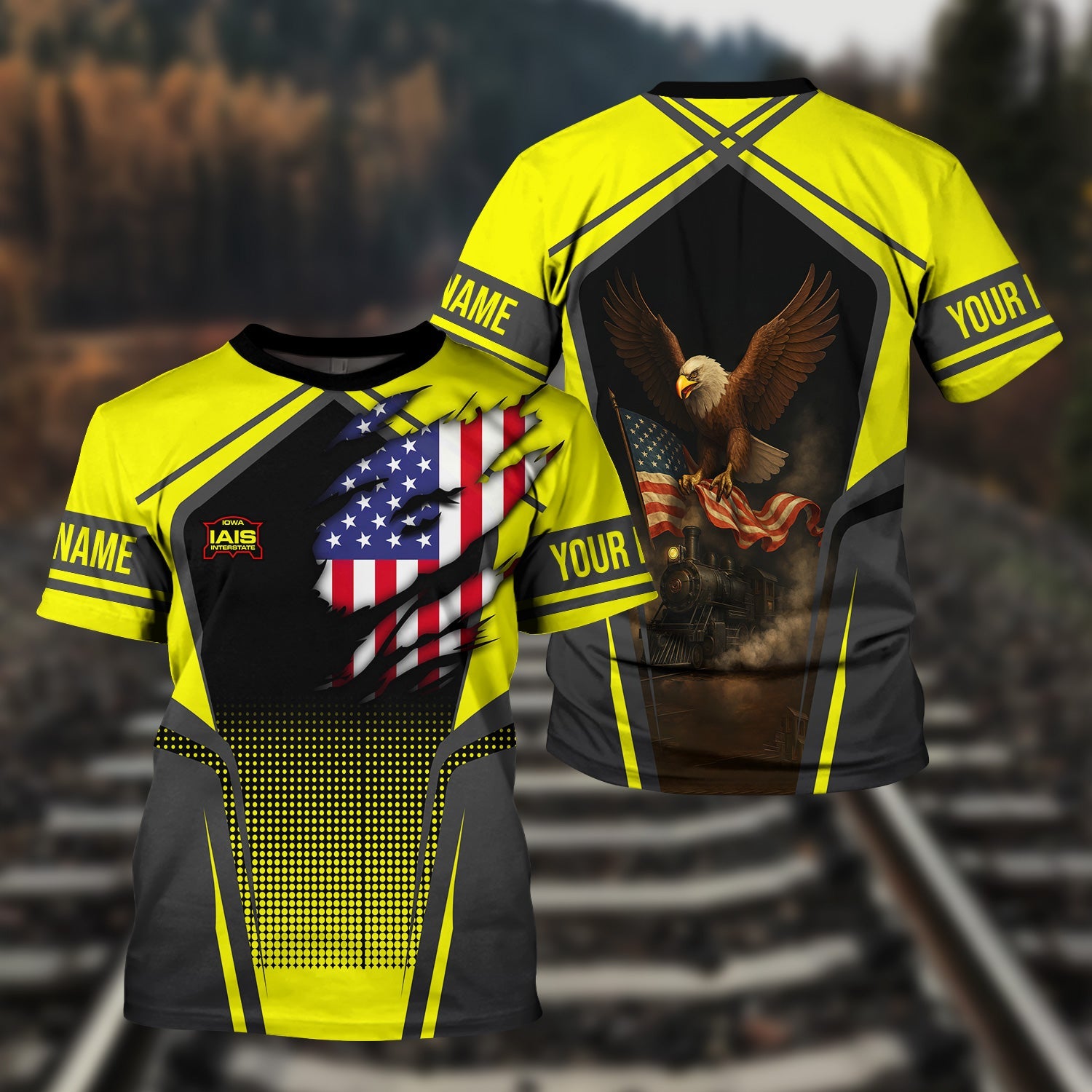 Railspirit Personalized Iowa Interstate Railroad T Shirt American Eagle Vintage Train IAIS Shirt