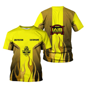 Railspirit Custom Name and Job Title Iowa Interstate Railroad T-Shirt Flame Graphic IAIS Train Shirt