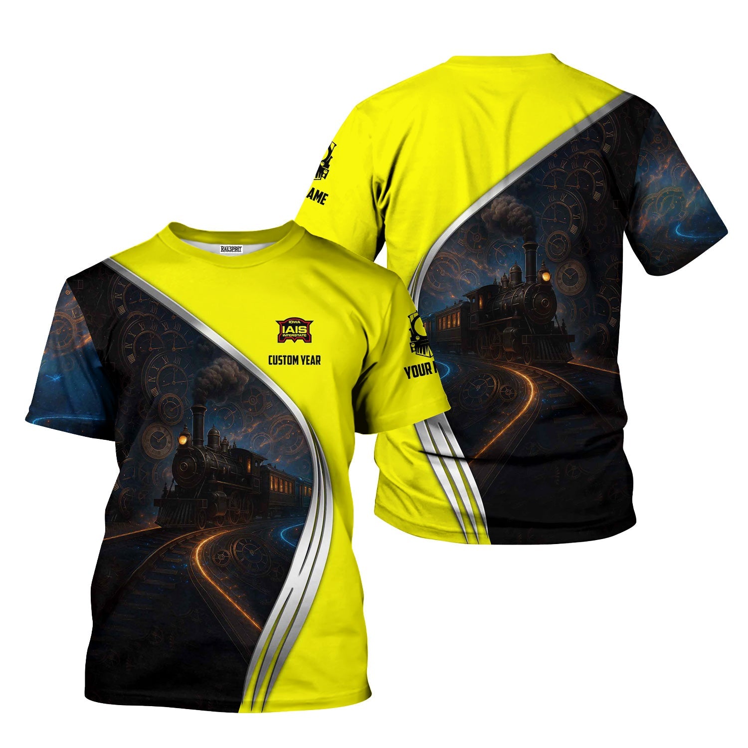 Railspirit Personalized Iowa Interstate Railroad T-Shirt Steampunk Locomotive with Custom Year IAIS Train Shirt