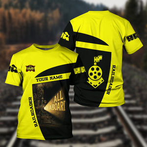 Railspirit Personalized Iowa Interstate Railroad T-Shirt All Aboard Steam Train Movie Projector Style IAIS Shirt