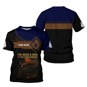 Railspirit Personalized Jersey Central Railroad T-Shirt You Need A Ride To The Train Station CNJ Shirt For Train Lovers