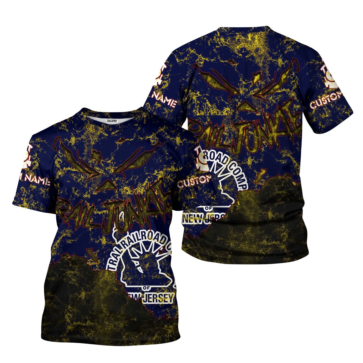 Railspirit Personalized Jersey Central Railroad T-Shirt Torn Graphic Style CNJ Train Shirt For Rail Junkie