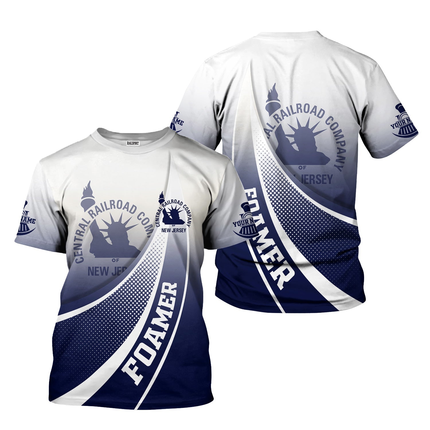 Railspirit Personalized CNJ Jersey Central Railroad T-Shirt Railway-Themed Style Shirt Gift Idea For Trainspotter