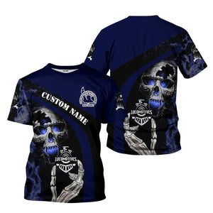 Railspirit Personalized Jersey Central Railroad T-Shirt Flame Skull Design CNJ Train Shirt for Locomotive Fans