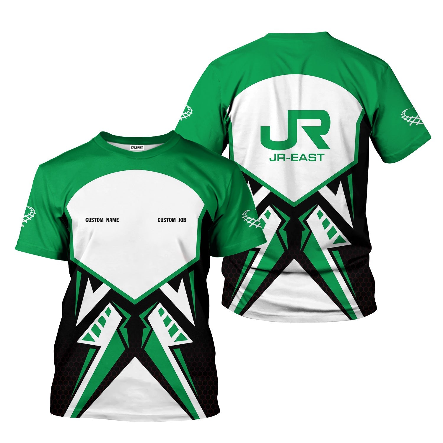 Railspirit Personalized East Japan Railway T-Shirt Vibriant Style with Custom Position JR-EAST Train Shirt