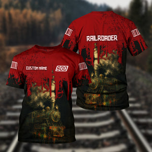 Railspirit Personalized Soo Line Railroad T-Shirt Vintage Train Art Style Shirt For Locomotive Fans
